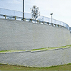 Commercial retaining wall with two 20 foot tiers